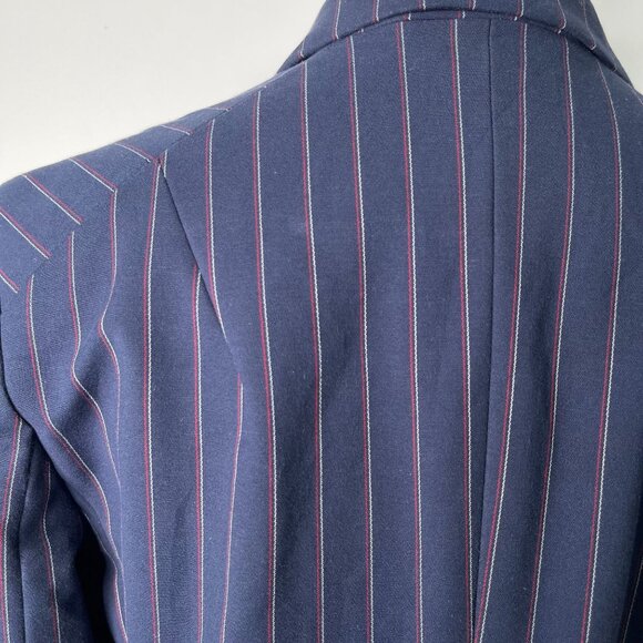 Rag & Bone Women's Blue Striped One Button Cotton Wool Blazer Size 4 - Picture 13 of 13